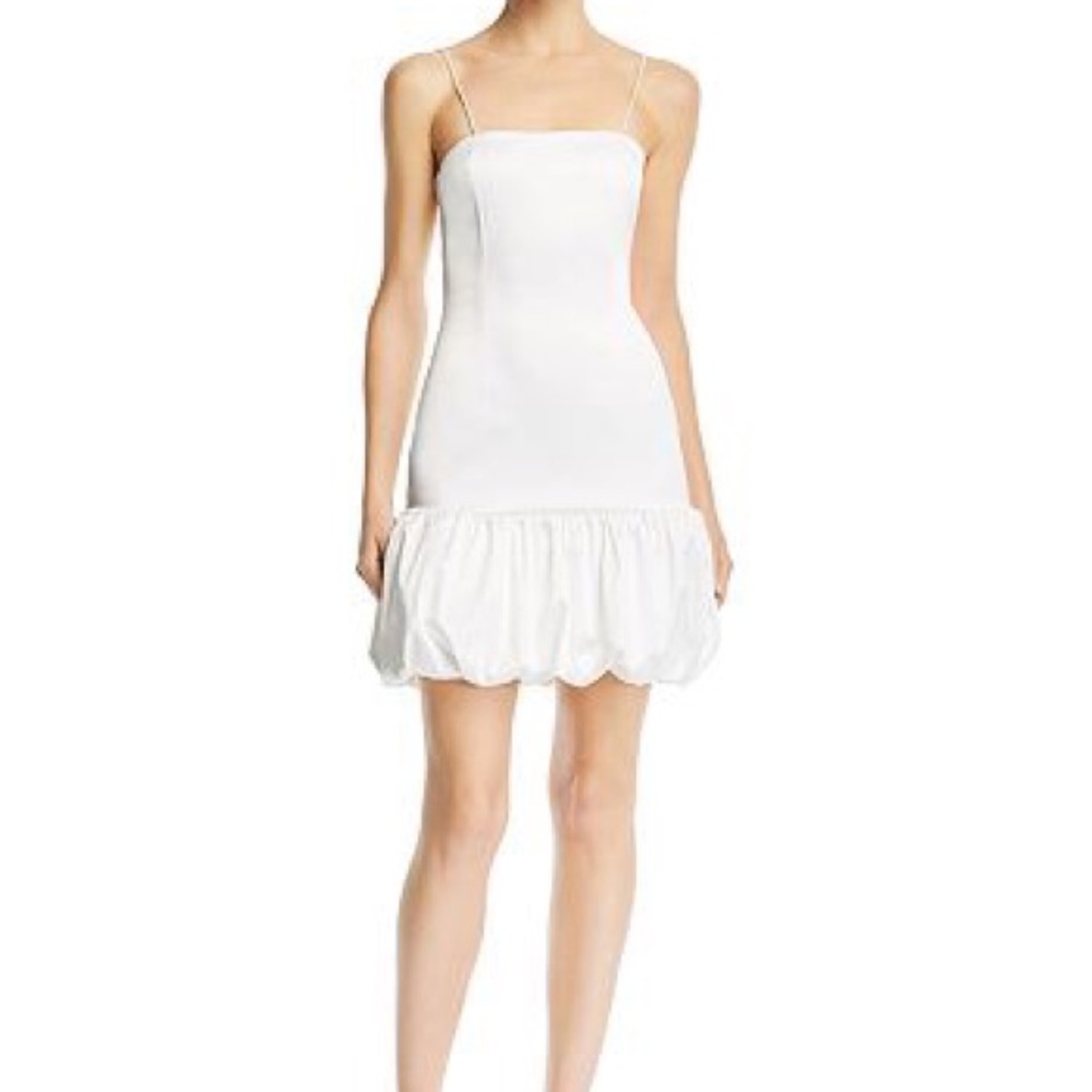Aqua white bubble hem mini dress
